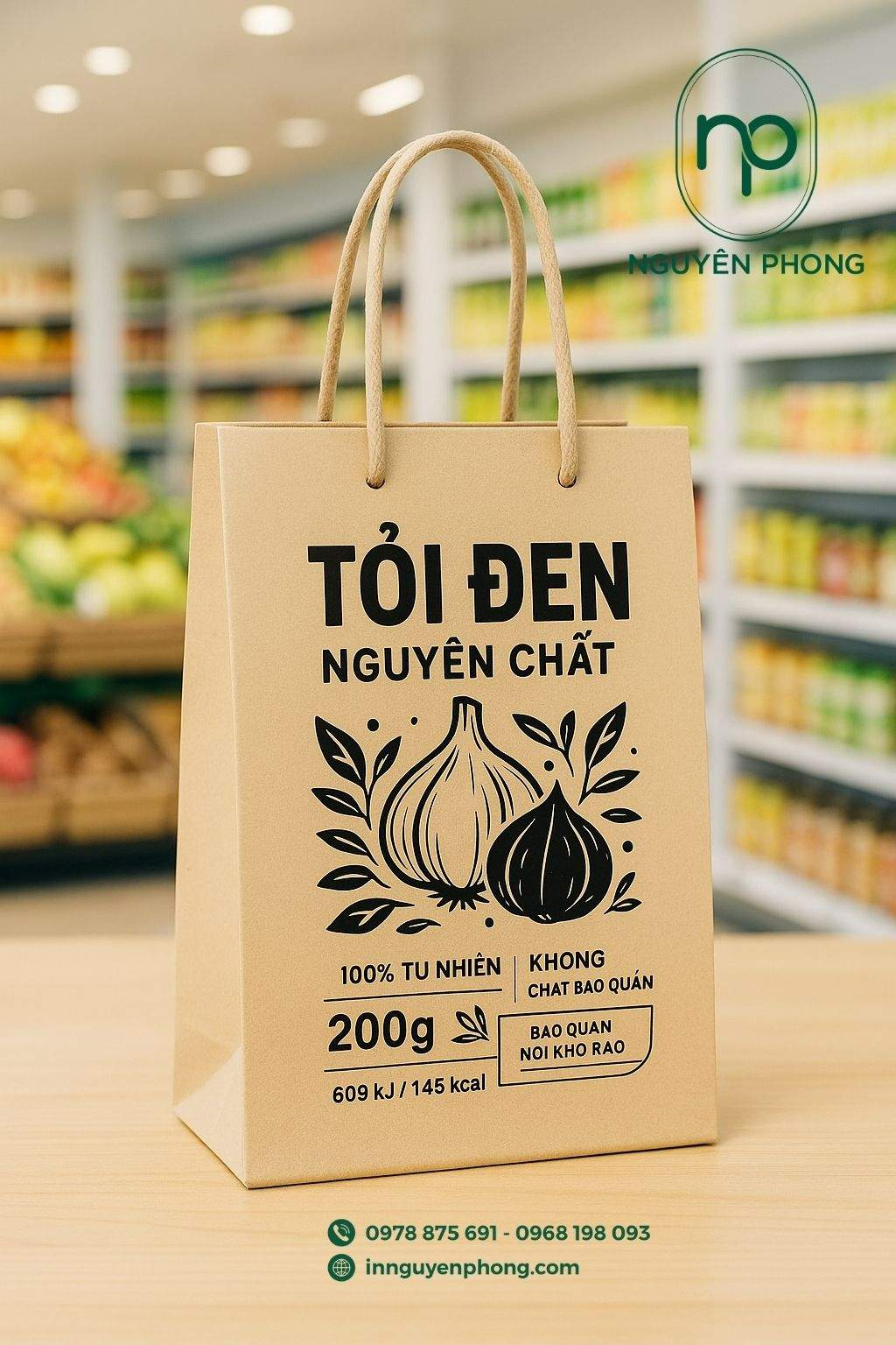 Mẫu túi đựng tỏi đen chắc chắn